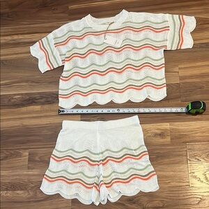 NWT Striped Knit Spring Summer Sweater Set fits 6/8